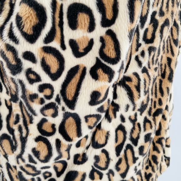 Cejon Brown Leopard Animal Print Faux Fur Sleeveless Zip Vest Jacket Women Sz M - Picture 10 of 14